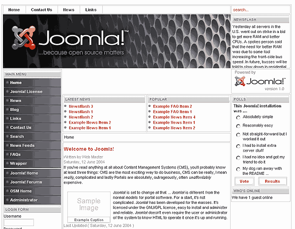 Joomla prezentacija sa test tekstovima